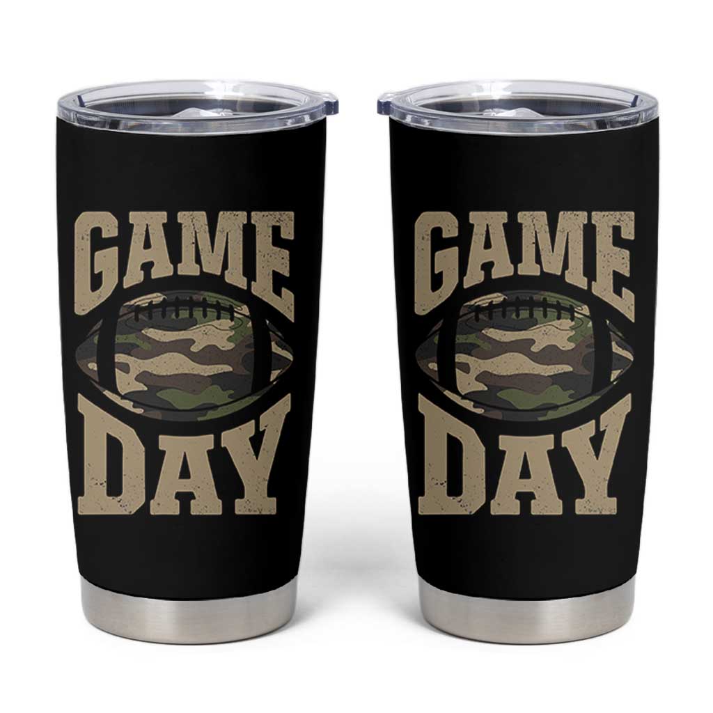 Game Day Football Tumbler Cup Funny Sunday Retro Camo Camouflage - Wonder Print Shop