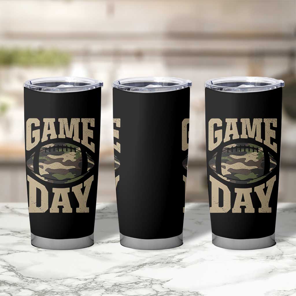 Game Day Football Tumbler Cup Funny Sunday Retro Camo Camouflage - Wonder Print Shop