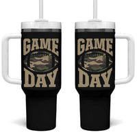 Game Day Football Tumbler With Handle Funny Sunday Retro Camo Camouflage - Wonder Print Shop