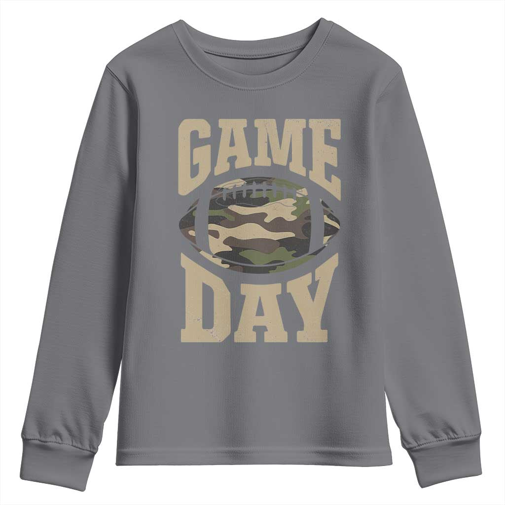 Game Day Football Youth Sweatshirt Funny Sunday Retro Camo Camouflage - Wonder Print Shop