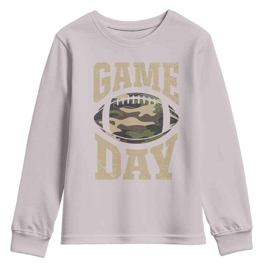 Game Day Football Youth Sweatshirt Funny Sunday Retro Camo Camouflage - Wonder Print Shop