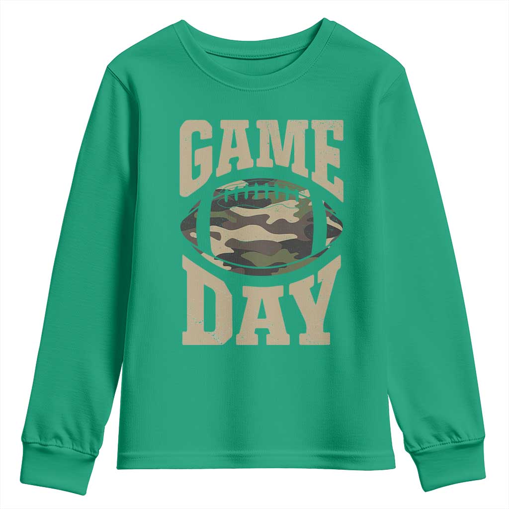 Game Day Football Youth Sweatshirt Funny Sunday Retro Camo Camouflage - Wonder Print Shop