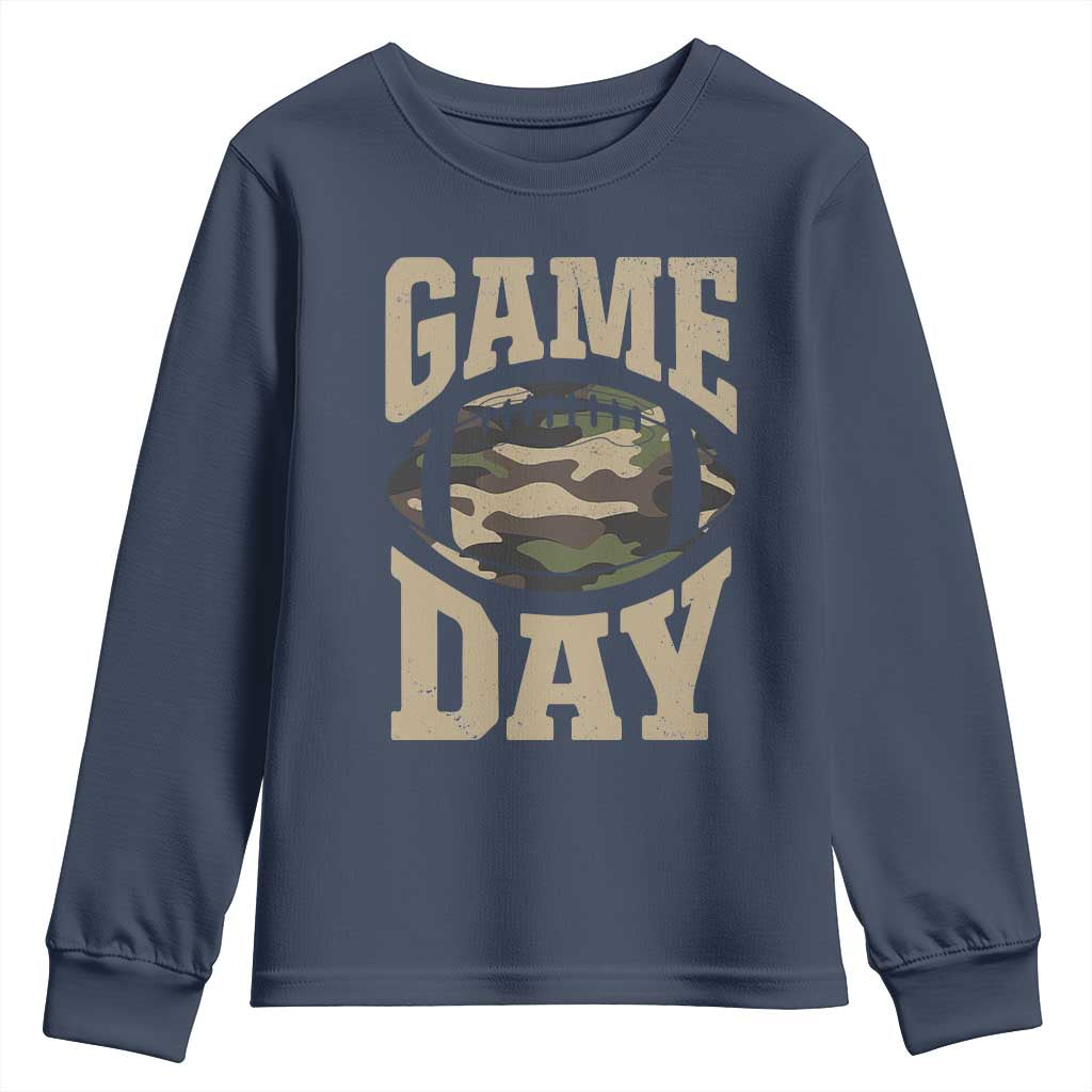 Game Day Football Youth Sweatshirt Funny Sunday Retro Camo Camouflage - Wonder Print Shop