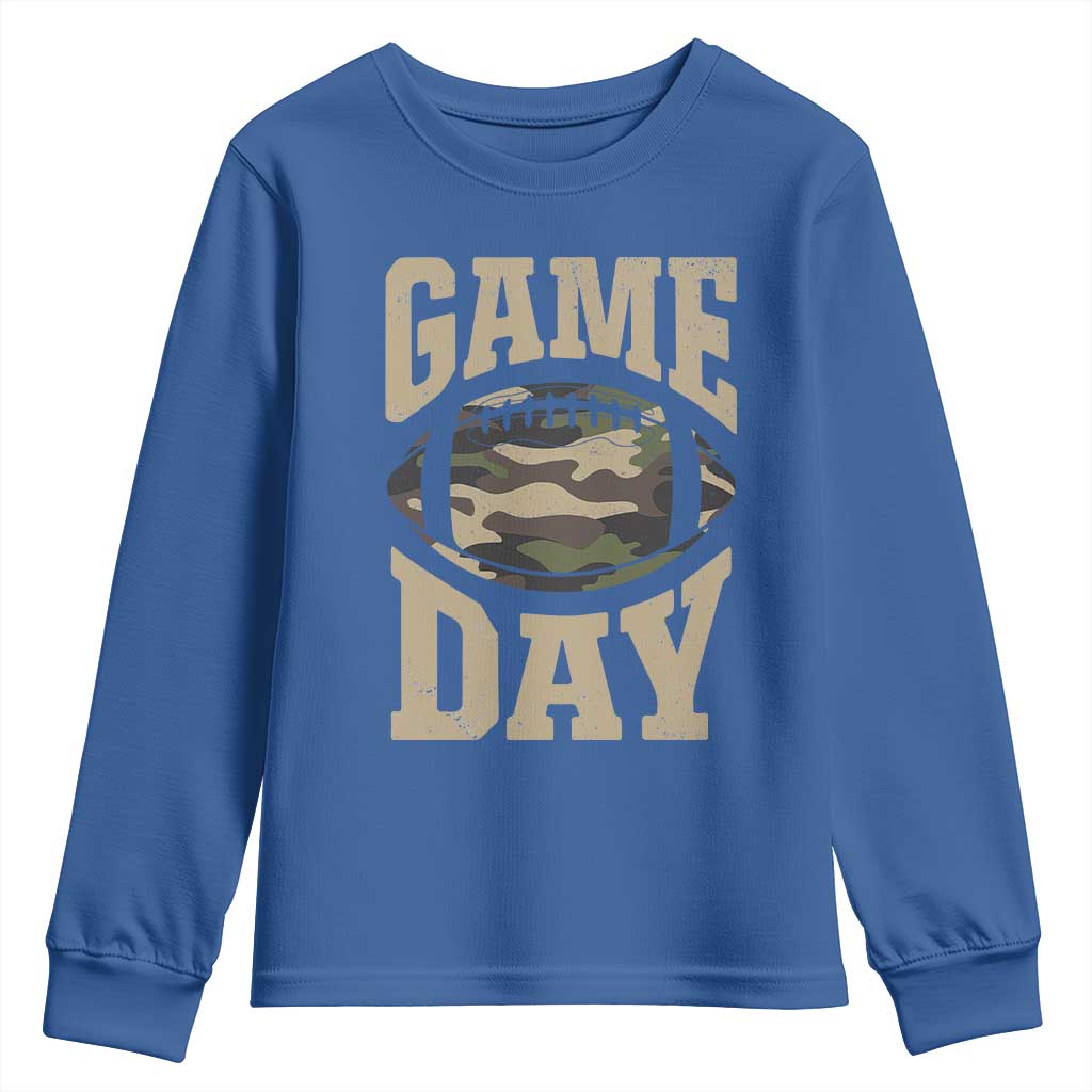 Game Day Football Youth Sweatshirt Funny Sunday Retro Camo Camouflage - Wonder Print Shop