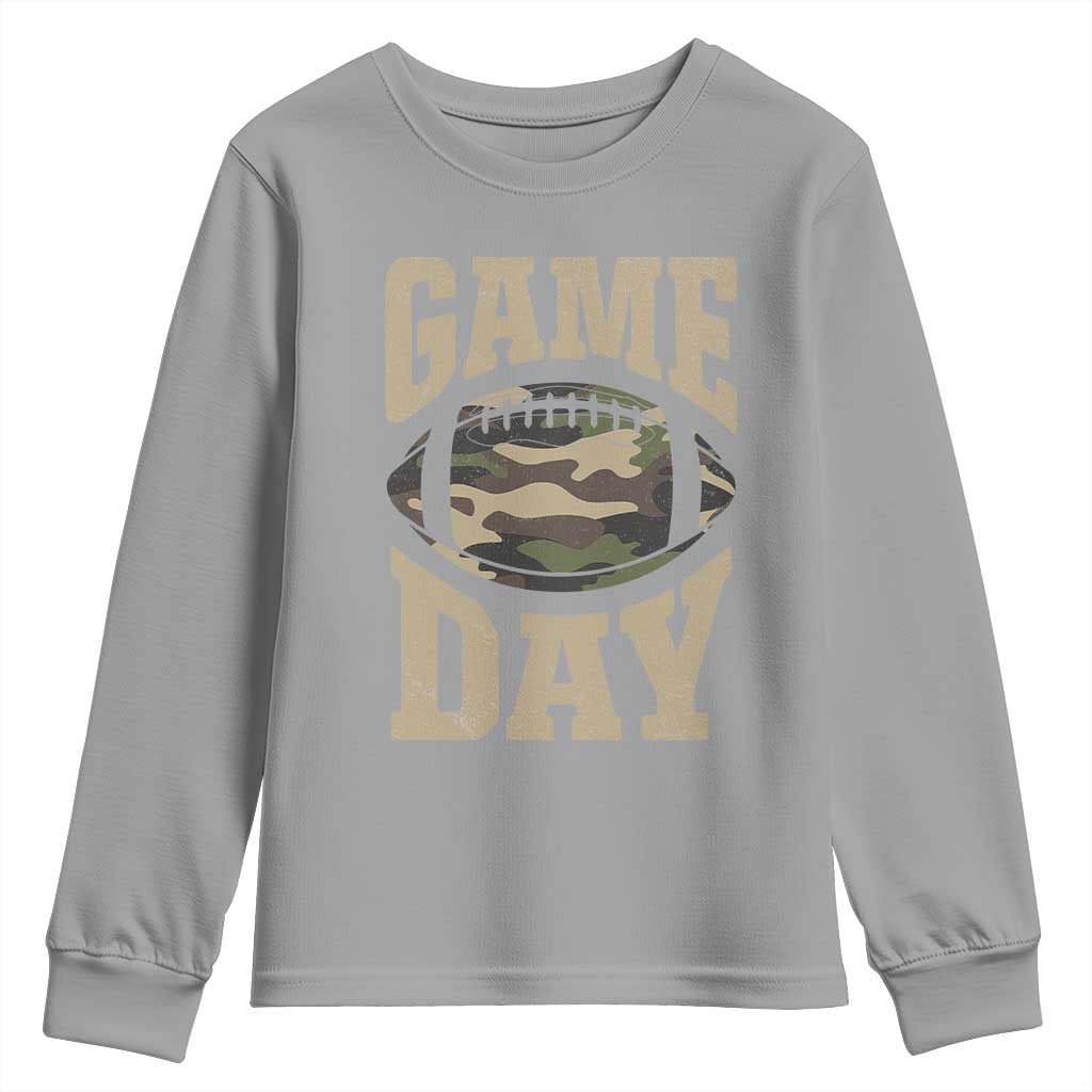 Game Day Football Youth Sweatshirt Funny Sunday Retro Camo Camouflage - Wonder Print Shop