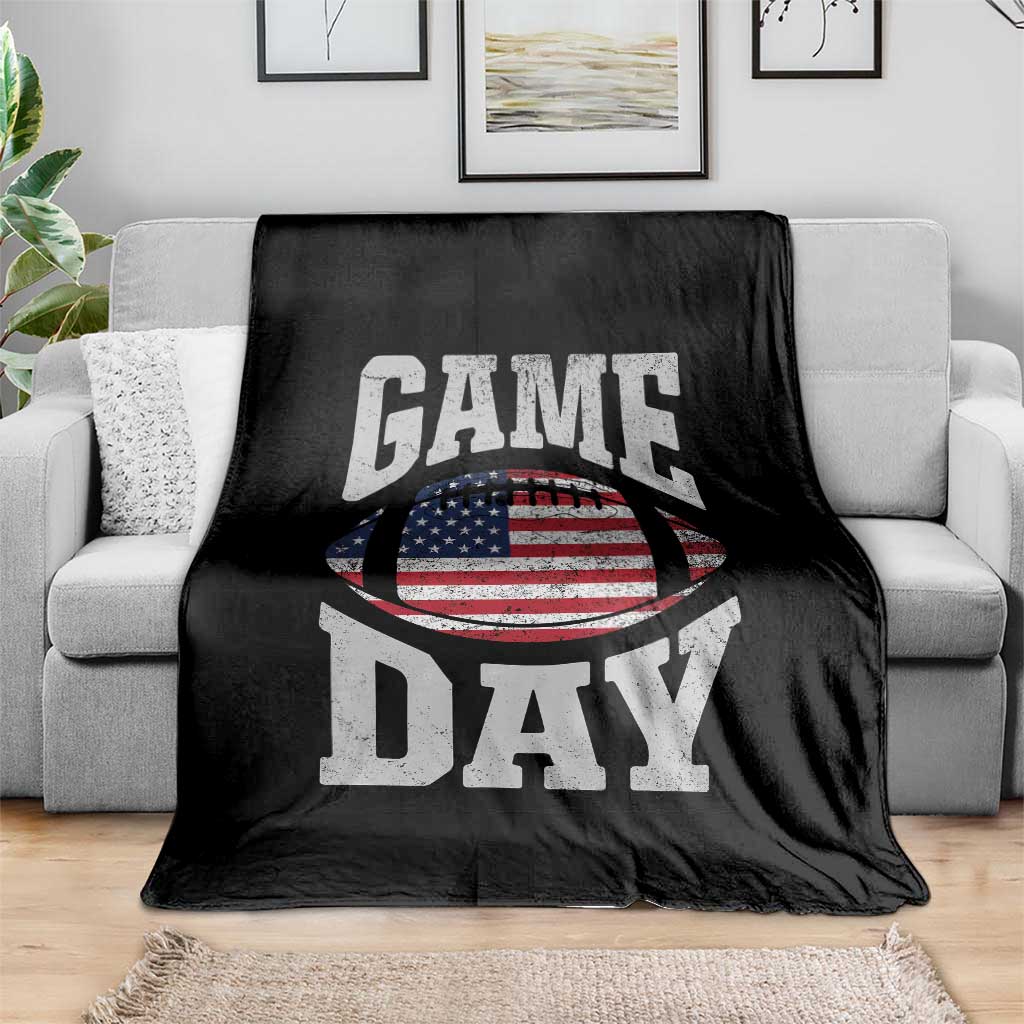Game Day Football Throw Blanket Funny Sunday Retro Patriotic American Flag - Wonder Print Shop