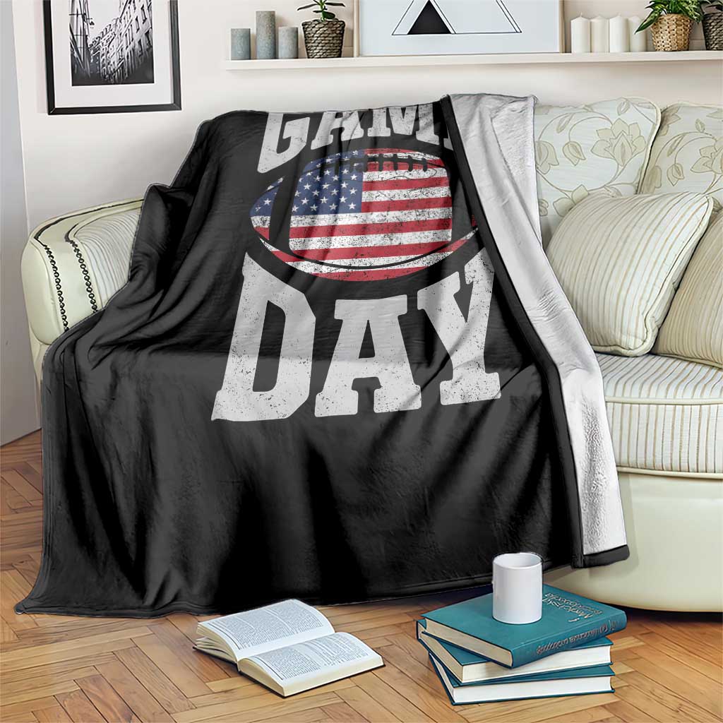 Game Day Football Throw Blanket Funny Sunday Retro Patriotic American Flag - Wonder Print Shop