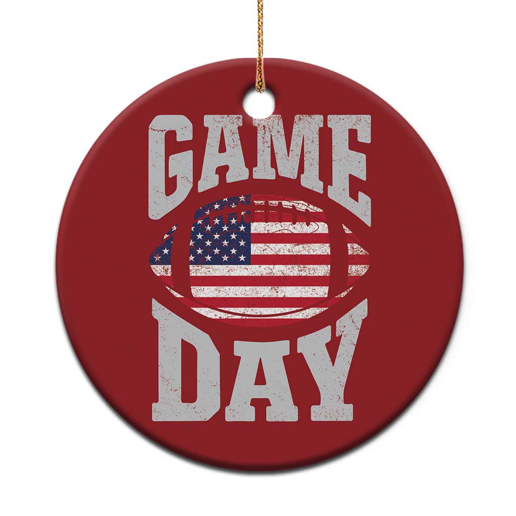 Game Day Football Christmas Ornament Funny Sunday Retro Patriotic American Flag - Wonder Print Shop