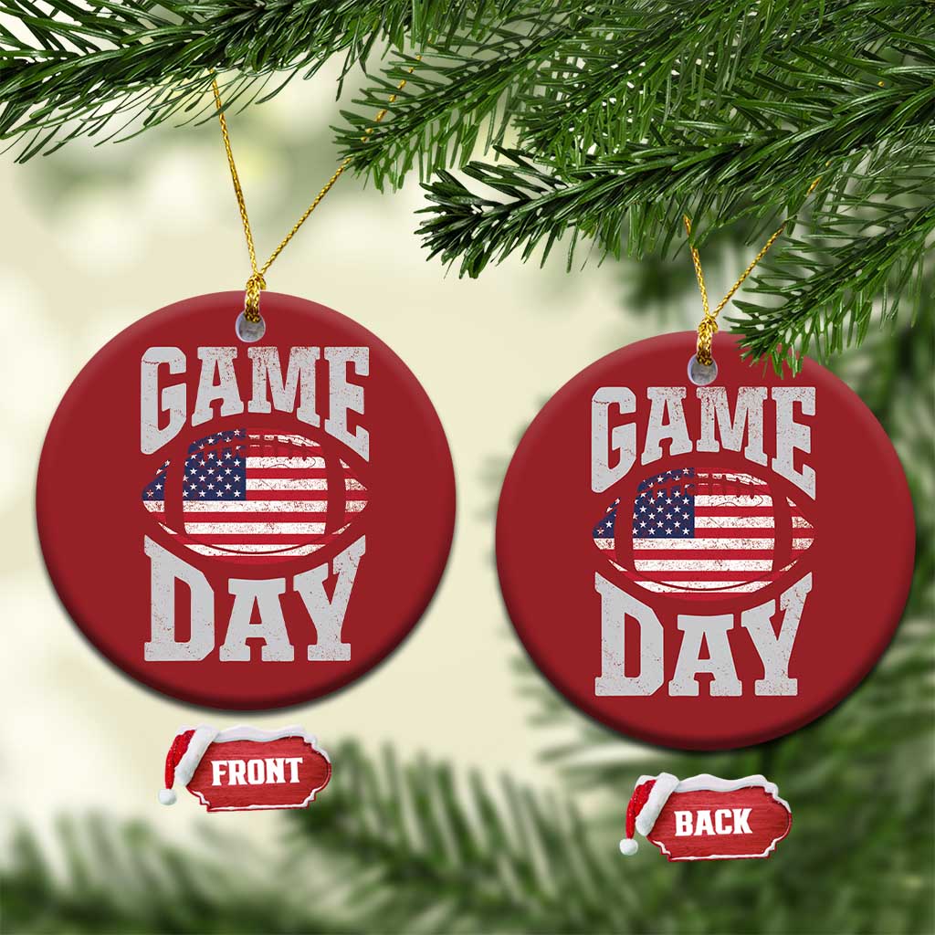 Game Day Football Christmas Ornament Funny Sunday Retro Patriotic American Flag - Wonder Print Shop