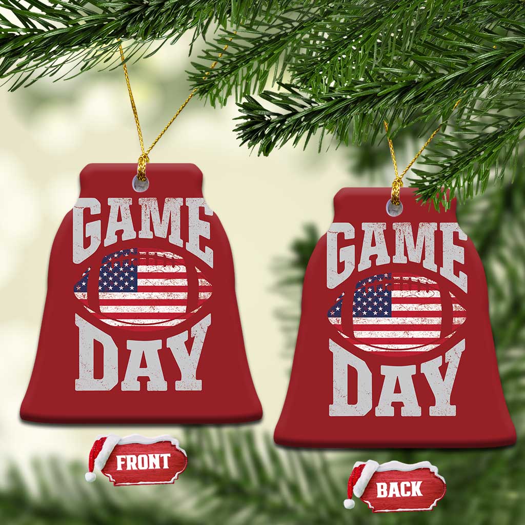 Game Day Football Christmas Ornament Funny Sunday Retro Patriotic American Flag - Wonder Print Shop