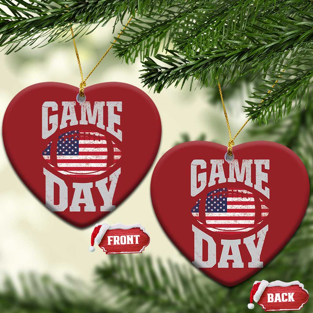 Game Day Football Christmas Ornament Funny Sunday Retro Patriotic American Flag - Wonder Print Shop