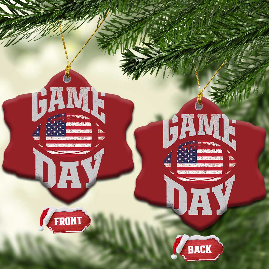 Game Day Football Christmas Ornament Funny Sunday Retro Patriotic American Flag - Wonder Print Shop