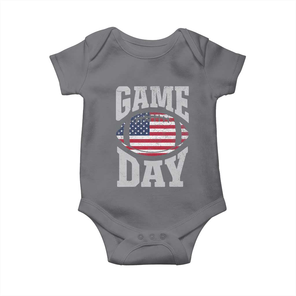 Game Day Football Baby Onesie Funny Sunday Retro Patriotic American Flag - Wonder Print Shop