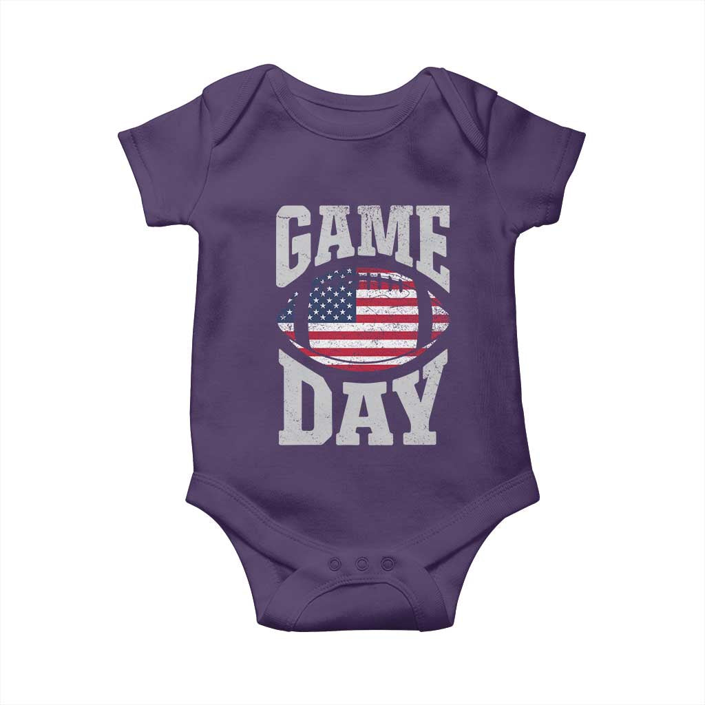 Game Day Football Baby Onesie Funny Sunday Retro Patriotic American Flag - Wonder Print Shop