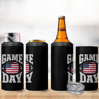 Game Day Football 4 in 1 Can Cooler Tumbler Funny Sunday Retro Patriotic American Flag - Wonder Print Shop