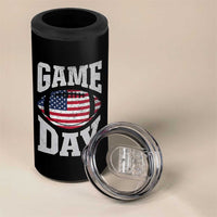 Game Day Football 4 in 1 Can Cooler Tumbler Funny Sunday Retro Patriotic American Flag - Wonder Print Shop