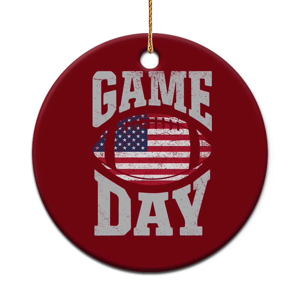 Game Day Football Ceramic Ornament Funny Sunday Retro Patriotic American Flag - Wonder Print Shop