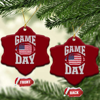 Game Day Football Ceramic Ornament Funny Sunday Retro Patriotic American Flag - Wonder Print Shop