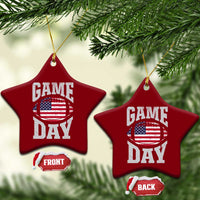 Game Day Football Ceramic Ornament Funny Sunday Retro Patriotic American Flag - Wonder Print Shop