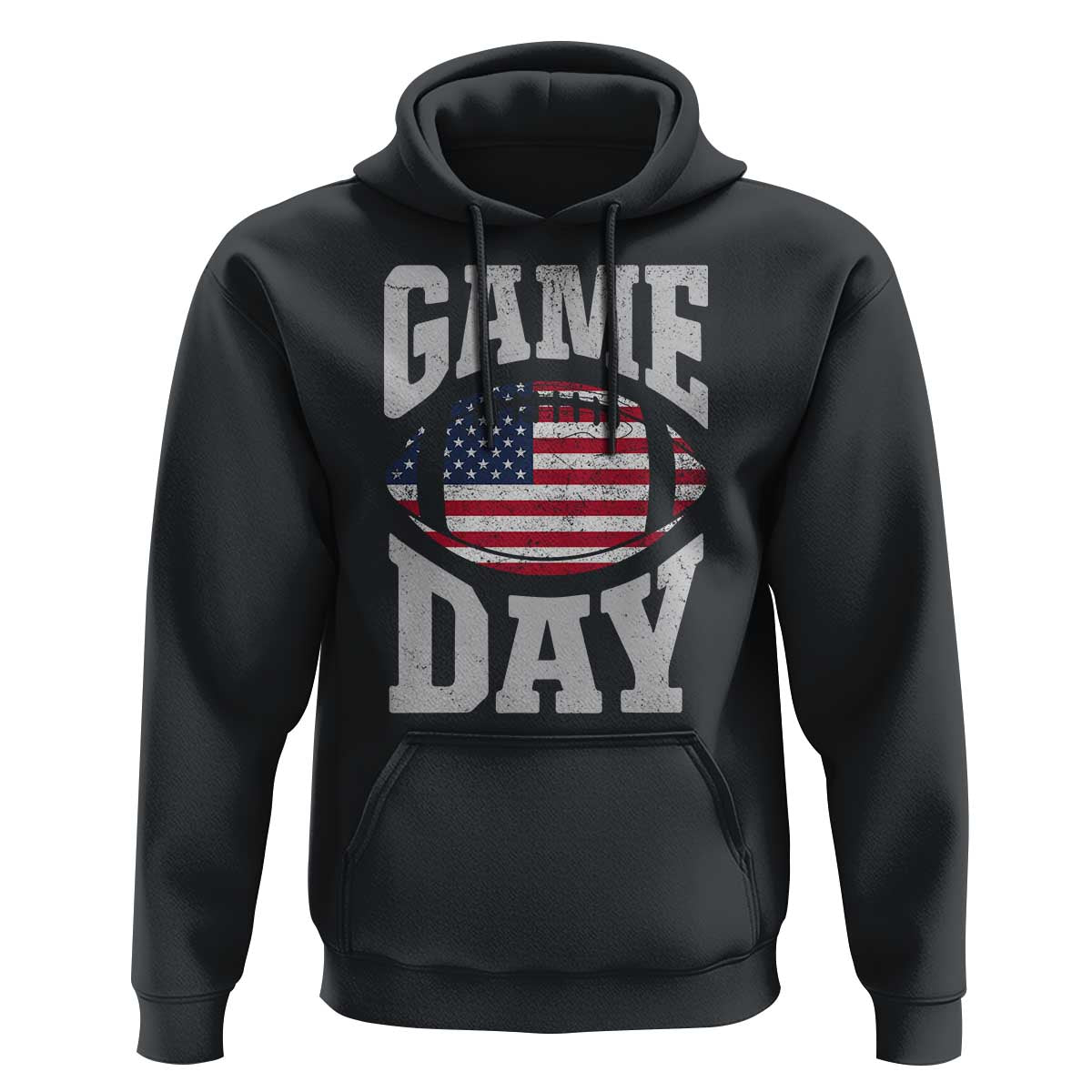 Game Day Football Hoodie Funny Sunday Retro Patriotic American Flag - Wonder Print Shop