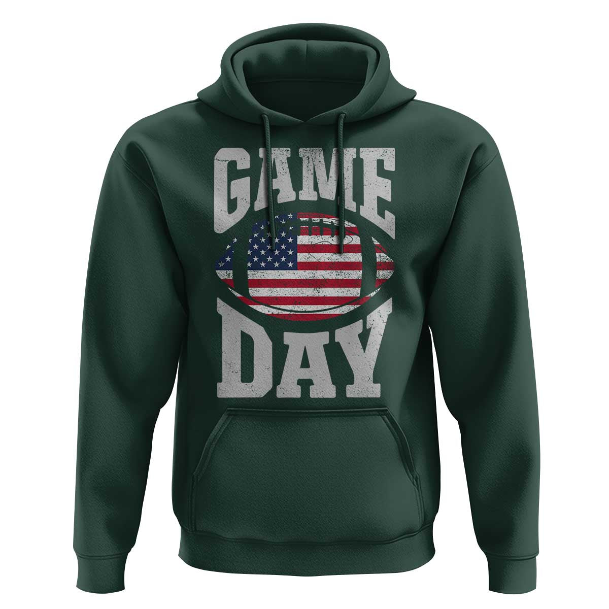 Game Day Football Hoodie Funny Sunday Retro Patriotic American Flag - Wonder Print Shop