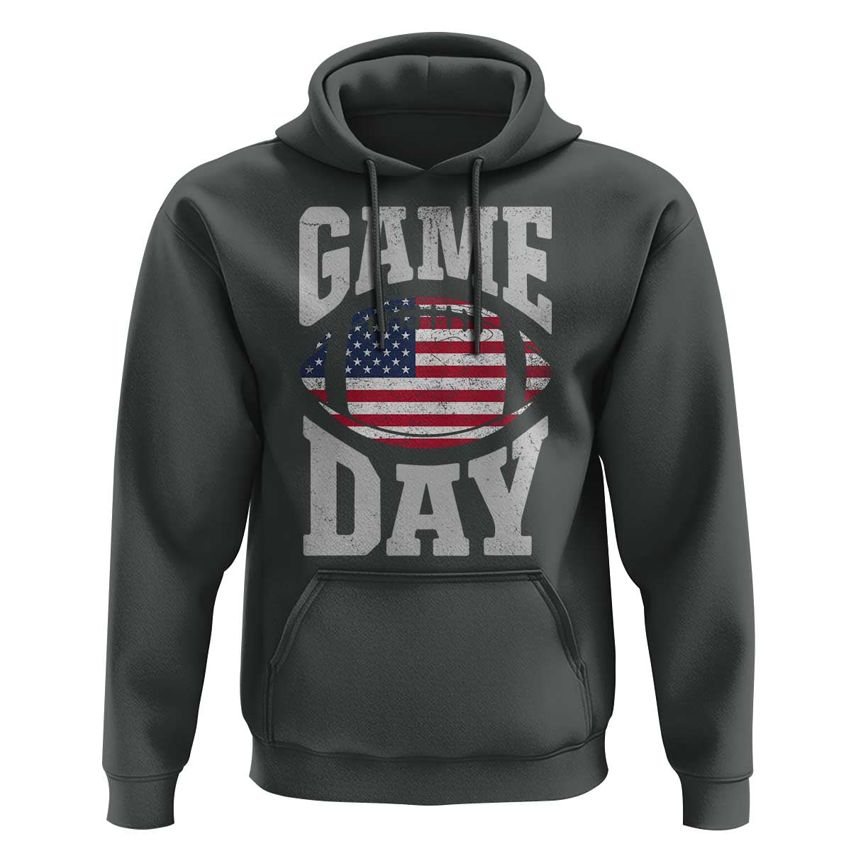 Game Day Football Hoodie Funny Sunday Retro Patriotic American Flag - Wonder Print Shop