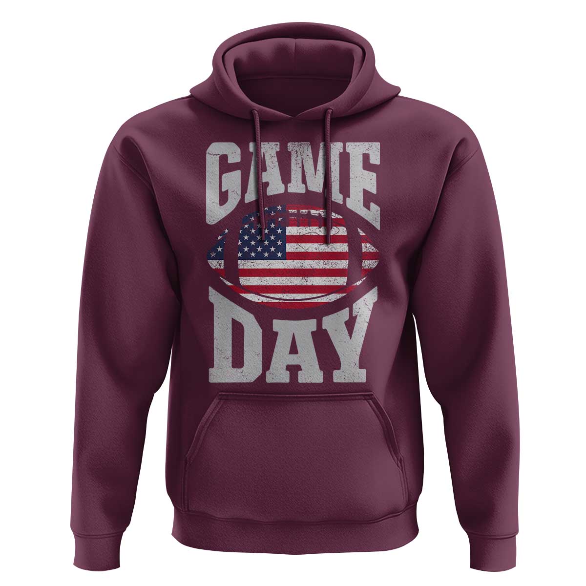 Game Day Football Hoodie Funny Sunday Retro Patriotic American Flag - Wonder Print Shop