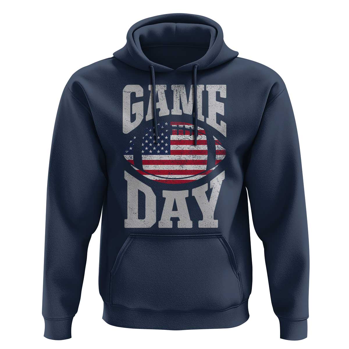 Game Day Football Hoodie Funny Sunday Retro Patriotic American Flag - Wonder Print Shop