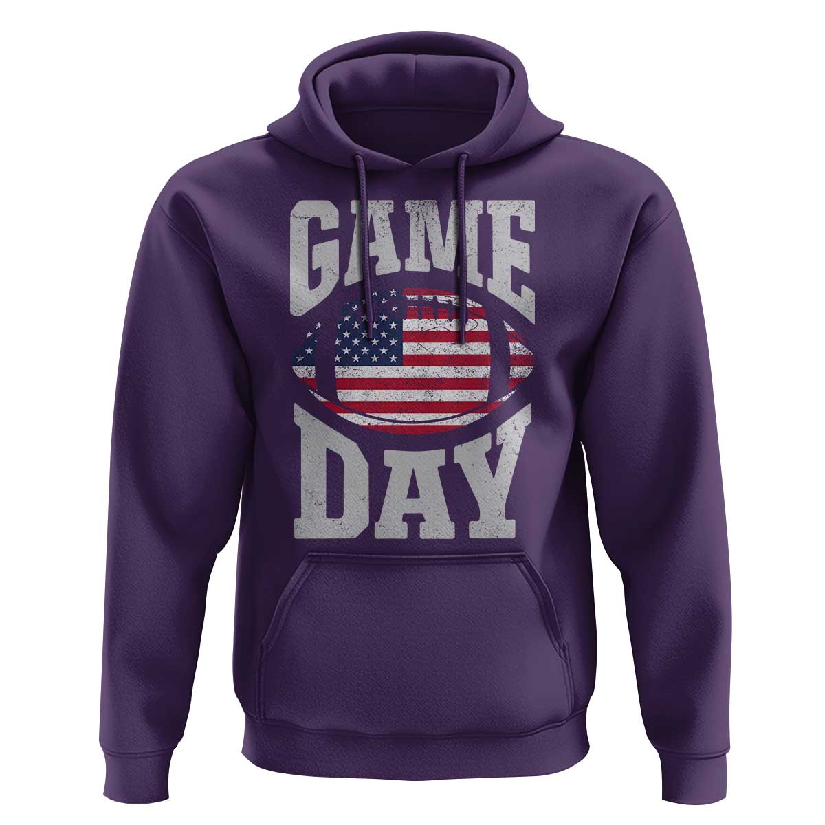 Game Day Football Hoodie Funny Sunday Retro Patriotic American Flag - Wonder Print Shop