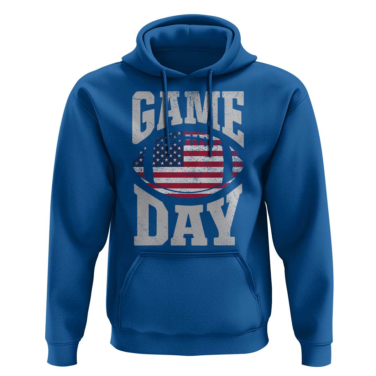 Game Day Football Hoodie Funny Sunday Retro Patriotic American Flag - Wonder Print Shop