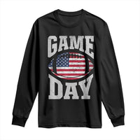 Game Day Football Long Sleeve Shirt Funny Sunday Retro Patriotic American Flag - Wonder Print Shop