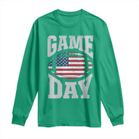 Game Day Football Long Sleeve Shirt Funny Sunday Retro Patriotic American Flag - Wonder Print Shop