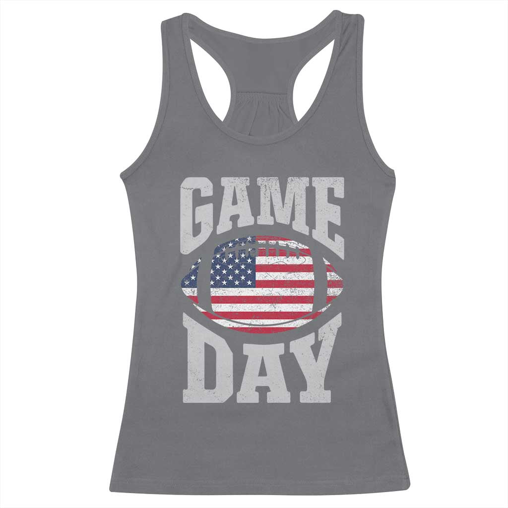 Game Day Football Racerback Tank Top Funny Sunday Retro Patriotic American Flag - Wonder Print Shop