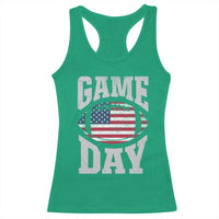 Game Day Football Racerback Tank Top Funny Sunday Retro Patriotic American Flag - Wonder Print Shop