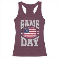 Game Day Football Racerback Tank Top Funny Sunday Retro Patriotic American Flag - Wonder Print Shop