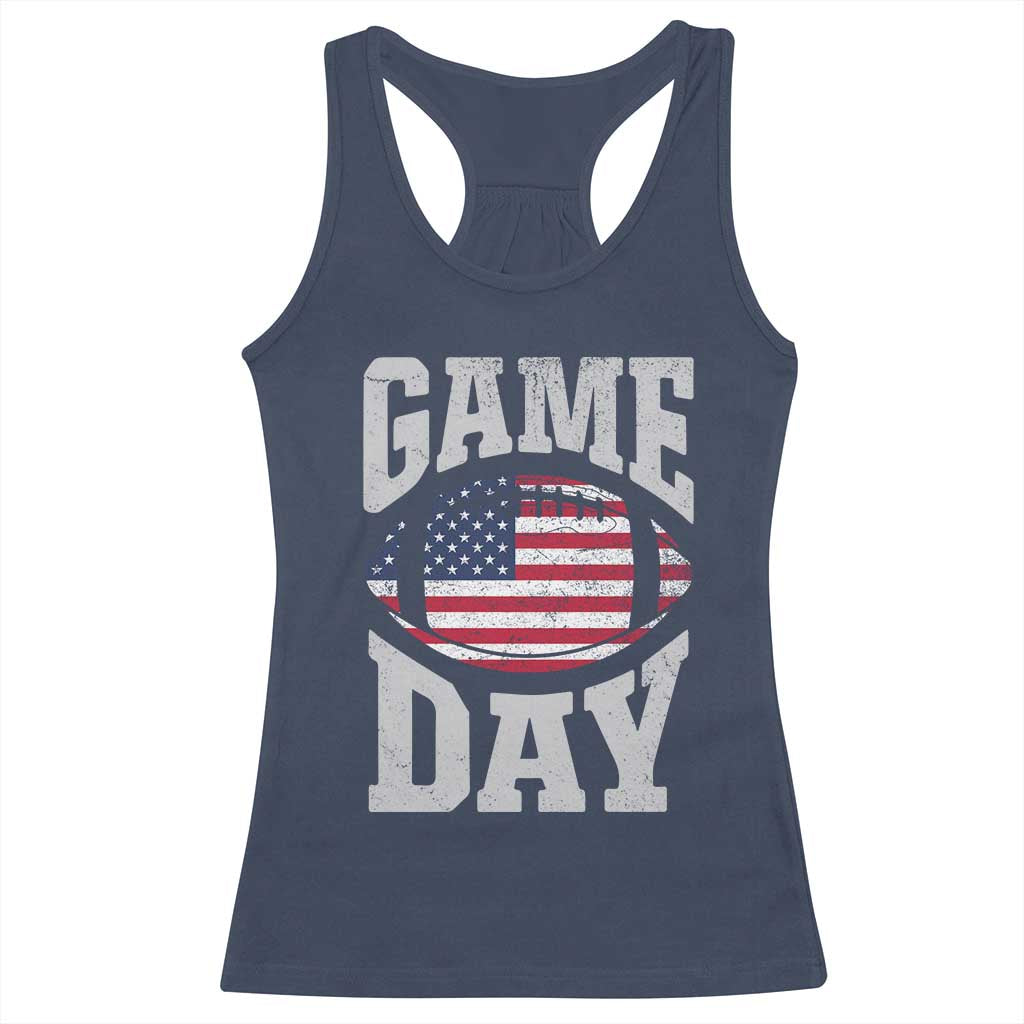 Game Day Football Racerback Tank Top Funny Sunday Retro Patriotic American Flag - Wonder Print Shop