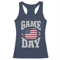 Game Day Football Racerback Tank Top Funny Sunday Retro Patriotic American Flag - Wonder Print Shop