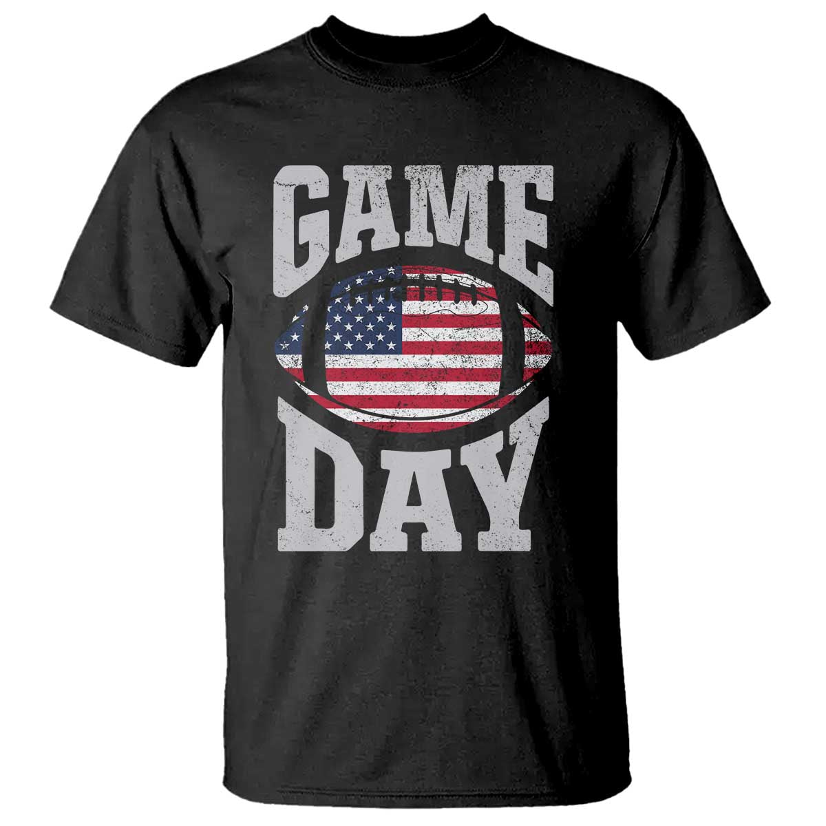 Game Day Football T Shirt Funny Sunday Retro Patriotic American Flag - Wonder Print Shop