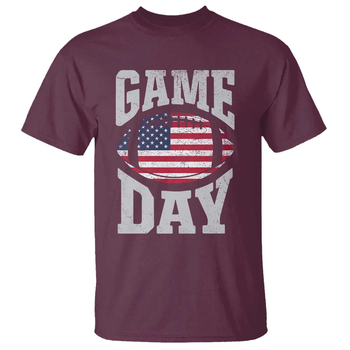 Game Day Football T Shirt Funny Sunday Retro Patriotic American Flag - Wonder Print Shop