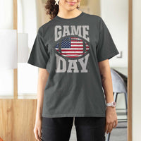 Game Day Football T Shirt For Women Funny Sunday Retro Patriotic American Flag - Wonder Print Shop