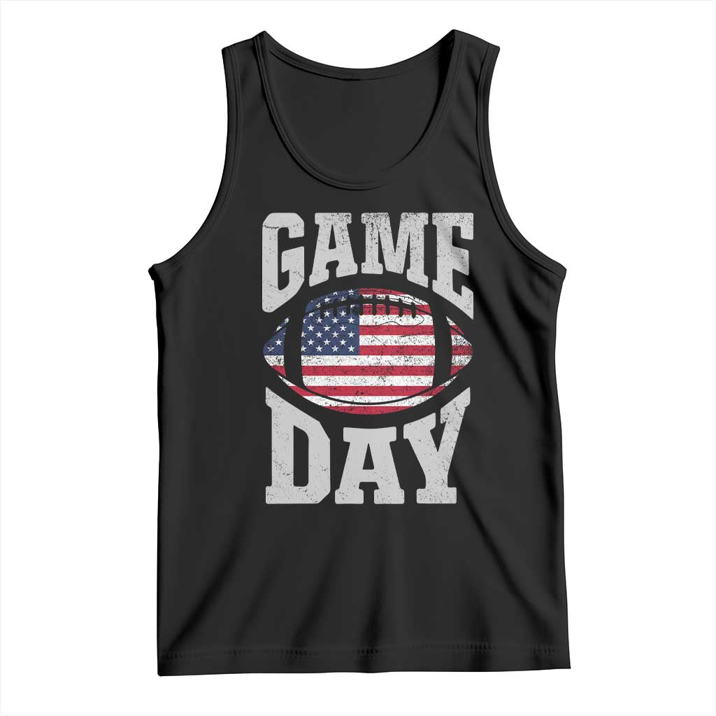 Game Day Football Tank Top Funny Sunday Retro Patriotic American Flag - Wonder Print Shop