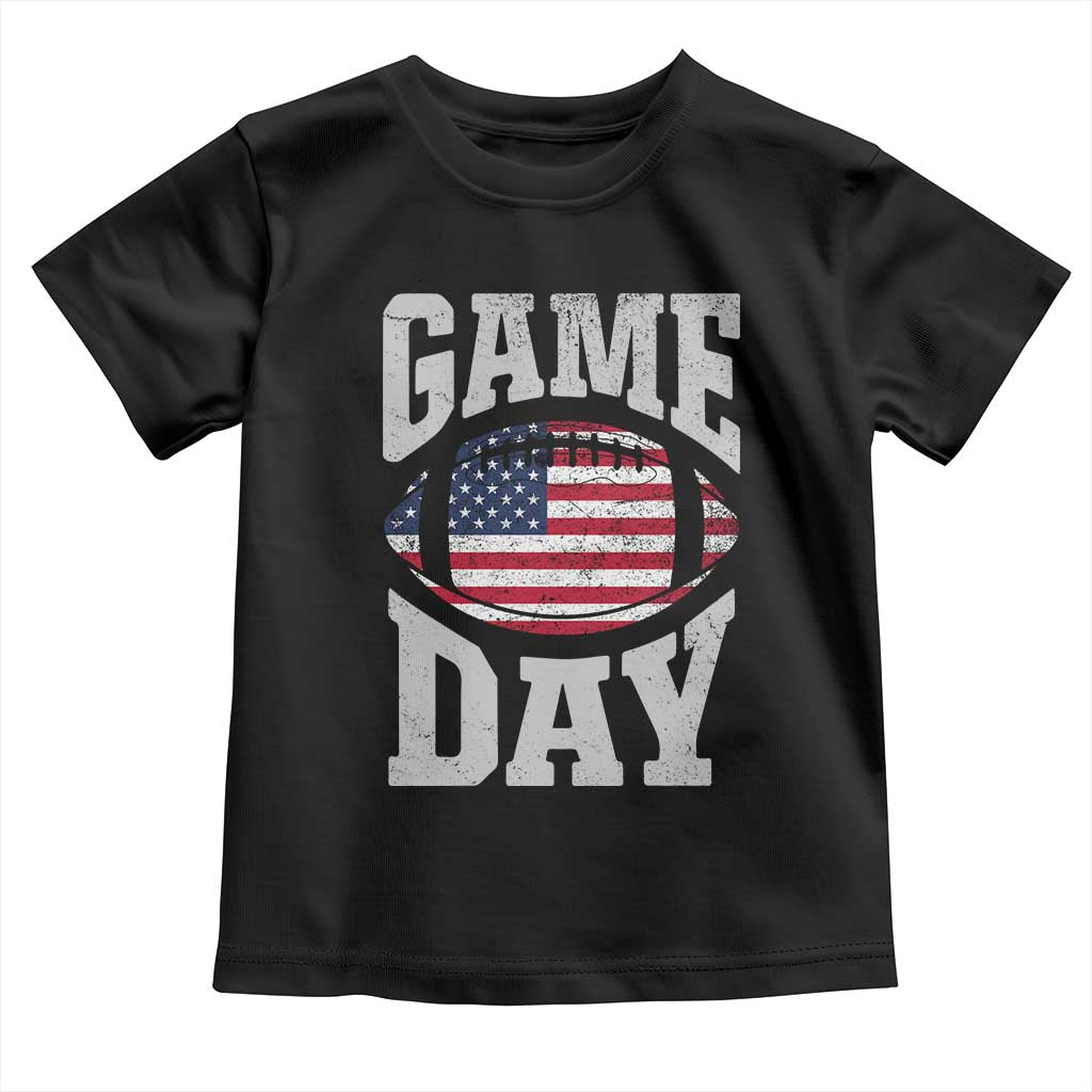 Game Day Football Toddler T Shirt Funny Sunday Retro Patriotic American Flag - Wonder Print Shop