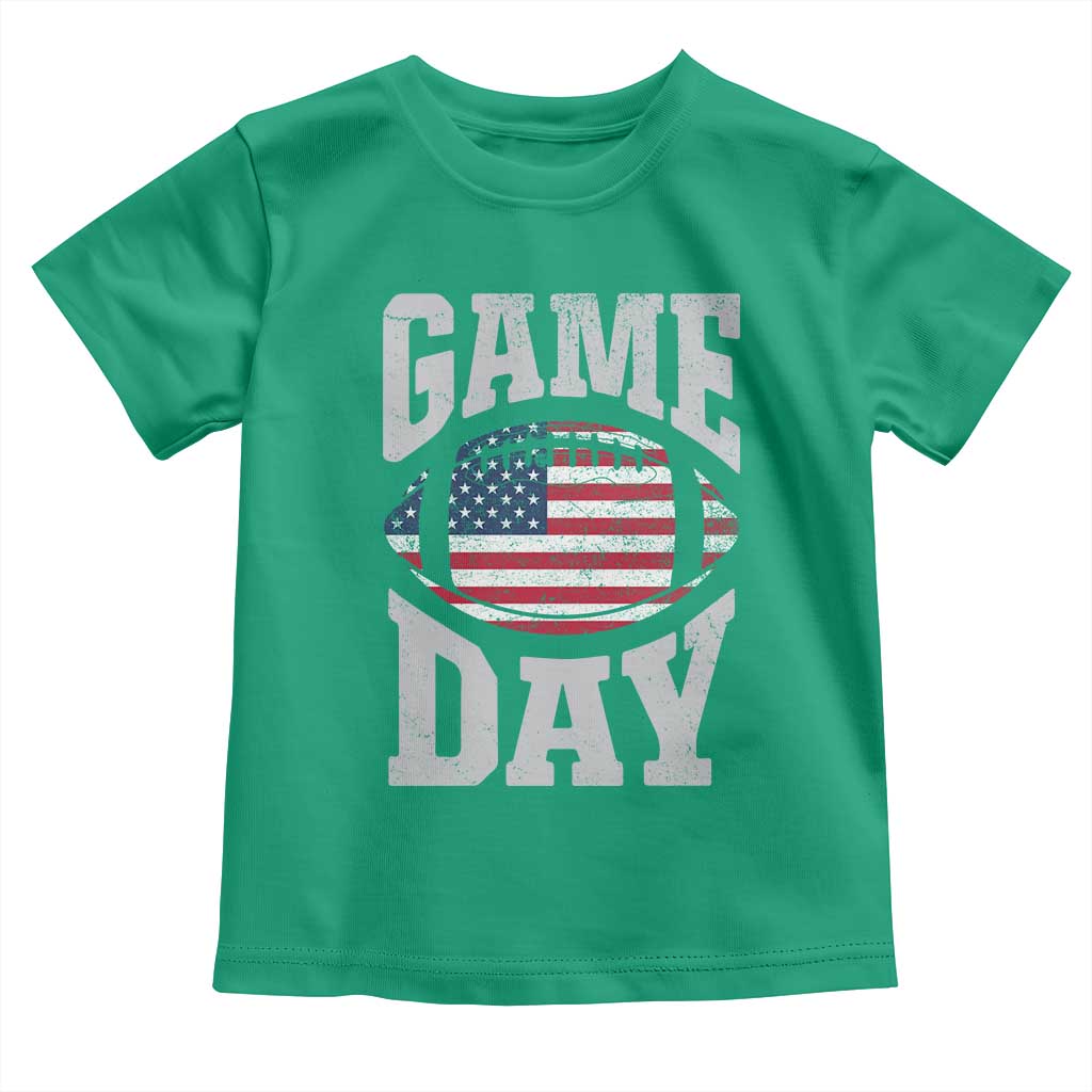 Game Day Football Toddler T Shirt Funny Sunday Retro Patriotic American Flag - Wonder Print Shop