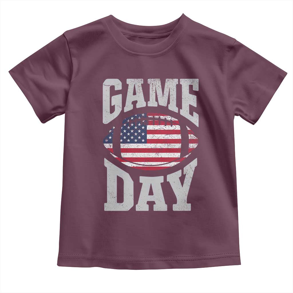 Game Day Football Toddler T Shirt Funny Sunday Retro Patriotic American Flag - Wonder Print Shop