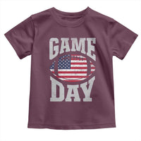 Game Day Football Toddler T Shirt Funny Sunday Retro Patriotic American Flag - Wonder Print Shop
