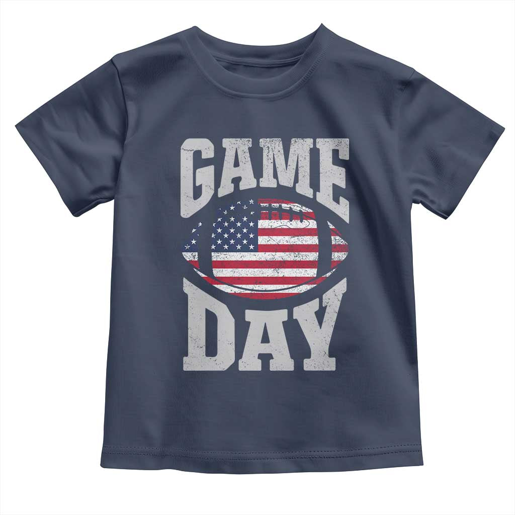 Game Day Football Toddler T Shirt Funny Sunday Retro Patriotic American Flag - Wonder Print Shop