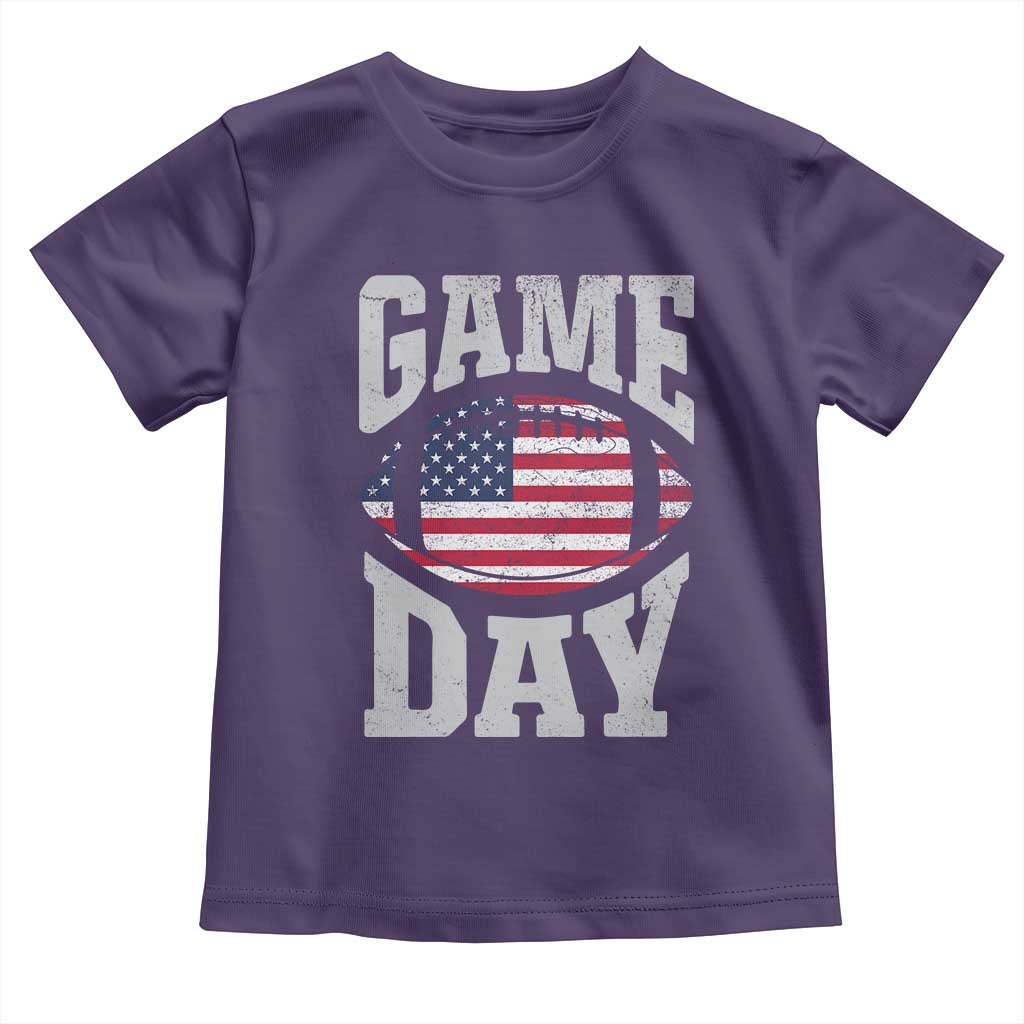 Game Day Football Toddler T Shirt Funny Sunday Retro Patriotic American Flag - Wonder Print Shop