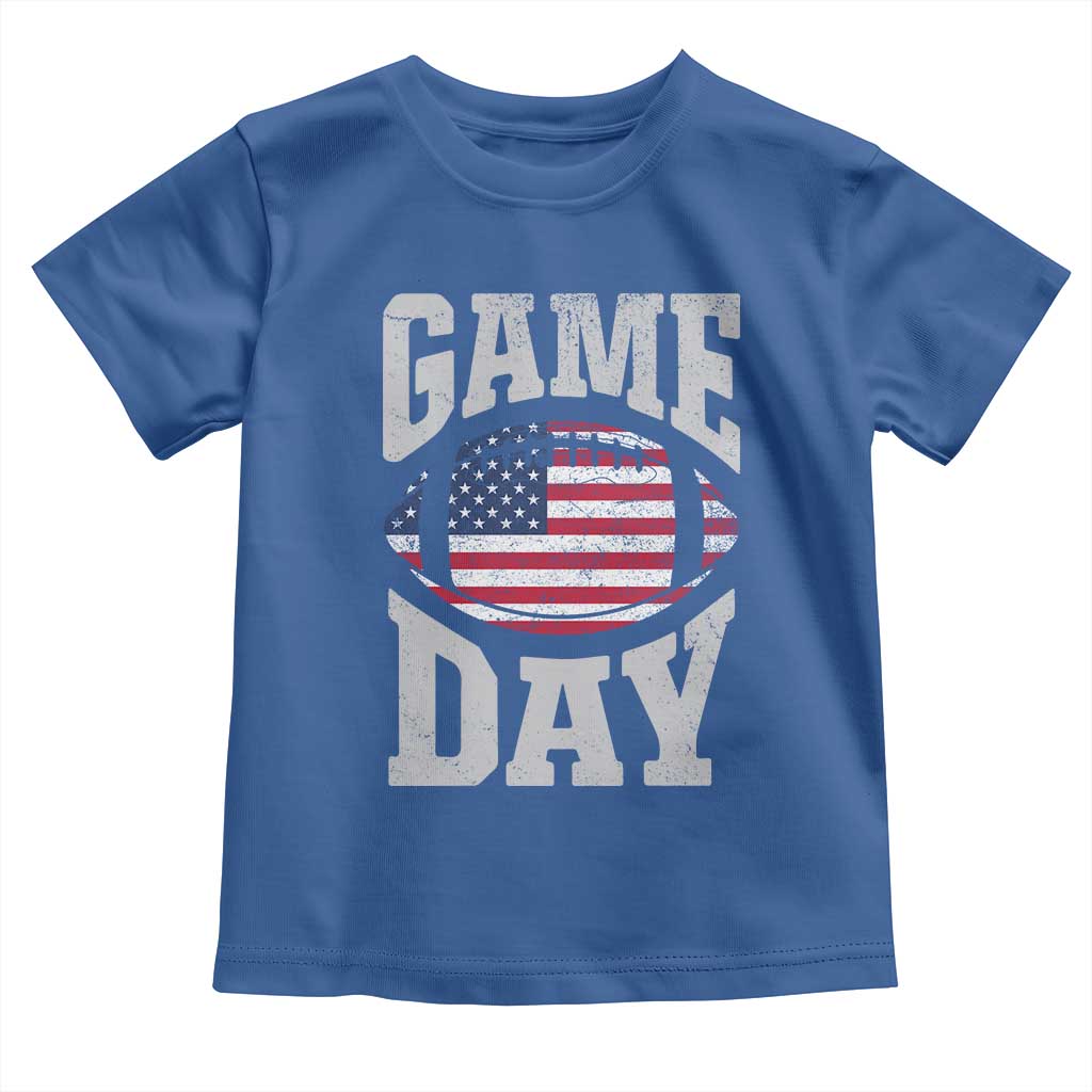Game Day Football Toddler T Shirt Funny Sunday Retro Patriotic American Flag - Wonder Print Shop