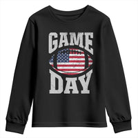 Game Day Football Youth Sweatshirt Funny Sunday Retro Patriotic American Flag - Wonder Print Shop