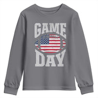 Game Day Football Youth Sweatshirt Funny Sunday Retro Patriotic American Flag - Wonder Print Shop